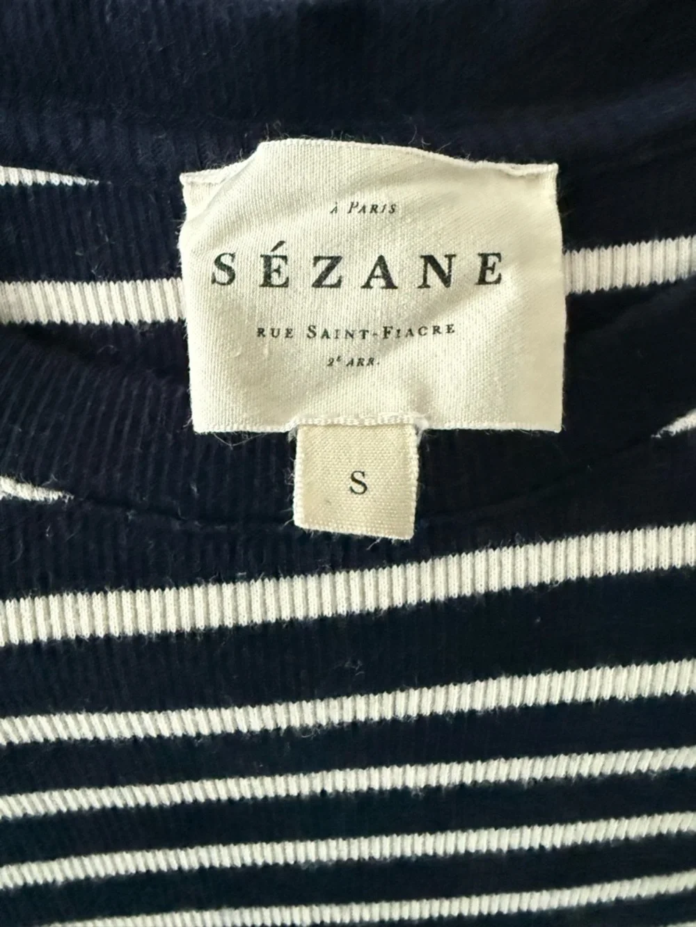 Sezane Camil Striped Navy and White Knit Tee - Picture 3 of 3